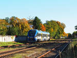 Ein Pesa Link der Niederbarnimer Eisenbahn (NEB), hier in Form von 632 002, beim Verlassen des Bahnhofs Seelow-Gusow.

Seelow, der 18.10.2025
