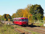 VT 95 samit Beiwagen der Berliner Eisenbahnfreunde (BEF) fährt auf der Ostbahn Richtung Küstrin-Kietz, hier bei Seelow-Gusow.

Die Tour ging von Basdorf via Berlin und Küstrin-Kietz nach Letschin, dann wiederum via Eberswalde und Berlin zurück nach Basdorf. 

Seelow, der 18.10.2025