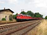 232 428 mit G�terzug in Gusow (30.07.2006)