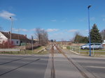 Bahnhof Wensickendorf mit dem Abzweig links nach Schmachtenhagen und rechts den stillgelegten Abzweig nach Liebenwalde.Aufnahme am 26.März 2016.