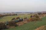 20.10.2012 bei Schnermark. FPL 66003 (92 51 365 0 002-0 PL-FPL) mit einem Ganzzug Richtung Passow durch die herbstliche Uckermark.