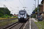 Nachschuss auf 1442 306 bei der Abfahrt in Jessen in Richtung Falkenberg.