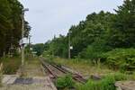 Blick über die traurigen Überreste des Bahnhofes Bad Schiedeberg.