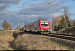 Als sich in Zwebendorf noch einmal kurz die Sonne zeigte, kam DABpbzfa 762.0 mit Schublok 143 168-3 vorbei.

🧰 S-Bahn Mitteldeutschland (DB Regio Südost)
🚝 S 37918 (S9) Eilenburg–Halle(Saale)Hbf
🚩 Bahnstrecke Halle–Cottbus (KBS 219)
🕓 6.3.2021 | 16:15 Uhr