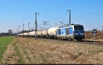 Kesselzug mit 247 907-9  Helena  (Lok 251 | Siemens Vectron DE) unterwegs in Peißen Richtung Delitzsch.

🧰 InfraLeuna GmbH
🕓 1.3.2023 | 13:06 Uhr