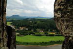 Blick am 16.06.2017 von der Bastei-Brücke auf die Elbtalstrecke.