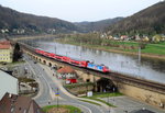 146 017 mit S 1 (31729) Meißen Triebischtal - Schöna, am 04.04.2016 in Königstein