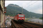 DB 143116-2 erreicht hier am 2.6.2007 mit einem RE aus Dresden kommend Königstein.