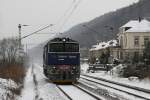 753 715-2 von Unipetrol durchfhrt am 9.1.2010 Krippen Richtung Bad Schandau.