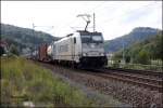 Metrans E 186289 war am 24.09.2015 um 13.19 Uhr bei Königstein mit einem Container Zug in Richtung Tschechien auf der Elbtalbahn unterwegs.