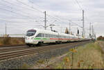 Auf dem Weg in die Heimat: 415 501-6 (Tz 1501  Eisenach ) und 411 073-0 (Tz 1173  Halle (Saale) ) unterwegs in Landsberg (Saalekreis).

🧰 DB Fernverkehr
🚝 ICE 1093 (Linie 29) Berlin Hbf (tief)–München Hbf | ICE 93  Berolina  (Linie 91) Hamburg-Altona–Wien Hbf (A) [+15]
🕓 18.11.2023 | 11:23 Uhr