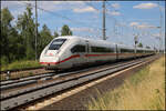 ICE 4 Nr. 9212 f�hrt hier am 23.6.2026 durch Landsberg in Richtung Halle an der Saale.