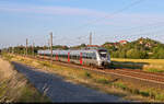 Zwischen Kapellenberg und G�tzer Berg beschleunigt 1442 304 (Bombardier Talent 2) aus Landsberg (Saalekreis).