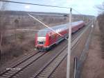 Eine RegionalBahn von Lutherstadt Wittenberg auf der KBS 250 kurz vor Burgkemnitz.