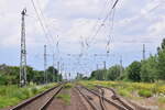 Blick vom Bahnübergang bei Güterglück in Richtung Magdeburg.