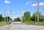 Blick auf den Bahnübergang Karither Straße in Gommern.