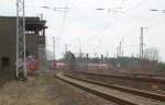 28.3.2009 Genshagener Heide. Stillgelegtes Stw. Im Hintergrund verlässt RE 3 den BAR Richtung Anhalter Bahn.