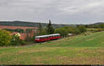 Historisches Eisenbahnwochenende im Mansfelder Land    772 171-4 (DR VT 2.09.271) und 772 132-6 (DR VT 2.09.232) sind unterwegs zum Vatteröder Teich und konnten in zahlreicher Gesellschaft am