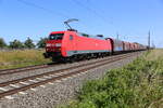DB 152074-1 war am 19.6.2025 um 11.11 Uhr bei Braschwitz mit einem Coilzug in Richtung Halle HBF unterwegs.