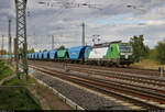 Getreidezug mit 383 111-2 (Siemens Vectron) unterwegs am Bahnübergang Friedhofstraße in Magdeburg Richtung Köthen.