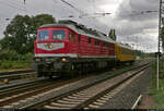 232 173-5 (132 173-6) kommt mit einem Funkmesswagen 296.3 (60 80 09-24 200-9 |  Messwagen 1 ) am Bahnübergang Friedhofstraße in Magdeburg Richtung Magdeburg-Buckau vor die Kamera gesprungen.