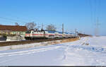 Fällt im Schnee kaum auf: IC2 mit 146 559-0, fotografiert in Braschwitz.

🧰 DB Fernverkehr
🚝 IC 2553 Magdeburg Hbf–Dresden Hbf
🕓 19.1.2024 | 12:50 Uhr