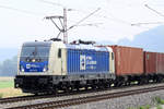 187 321-5  mit Containern am 12.07.2019  nördlich von Salzderhelden am Bü 75,1 in Richtung Göttingen