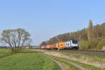 Metrans 187 513 mit DGS 88897 (Hamburg Waltershof-Dradenau-Nürnberg Hafen) am 09.04.2020 bei Sudheim