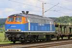 BÜ Km 75,1  225 002 NBE Rail in Richtung Göttingen 14.06.2013/15:26    Baureihe 215 / Krupp 1969  1840KW