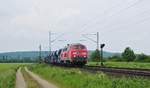 LWC 218 450 (ex DB) mit Schüttgutwagenzug in Richtung Göttingen (Burgstemmen, 23.05.17).