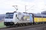 Rurtalbahn 185 672-3 am 03.02.2016  12:52 nördlich von Salzderhelden am Bü 75,1 in Richtung Göttingen