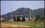 Eine große Fahrzeugausstellung in Osnabrück machte es 2004 möglich, dass auch die Preussag Lok 102 der Zeche Ibbenbüren daran teilnahm und hier bei Westerkappeln-Velpe am 4.9.2004