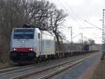 LINEAS 186 503 mit Containerzug bei Salzbergen, 07.02.2022