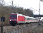 101 074 mit IC Berlin - Amsterdam in Rheine=Bentlage, 12.02.2022