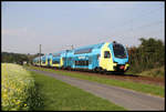 Doppelstock ET 607 der Westfalenbahn ist hier nahe Laggenbeck am 16.09.2020 um 11.04 Uhr als RE nach Braunschweig unterwegs.