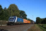 388 019 der ČD Cargo mit einen Containerzug auf dem Weg von Bremerhaven in Richtung Süden, kurz vor dem Bahnhof Verden an der Aller am 25.9.26