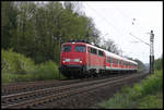 DB 110501-4 erreicht hier am 17.04.2007 um 16.35 Uhr mit dem RB 66 aus Münster den Ortsrand von Hasbergen.