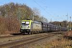 Akiem 187 012, vermietet an Captrain Deutschland, mit leerem Schüttgutwagenzug Bremen Stahlwerke - Bottrop Süd.