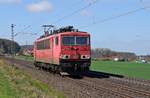 Die an DB Cargo vermietete Railpool 155 236 fährt solo am 03.04.17 zwischen Bohmte und Ostercappeln in Richtung Bremen.