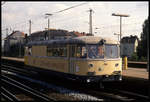 Der LZB Triebwagen 720001 fuhr am 9.8.1992 durch den oberen Bahnhof in Osnabrück und war in Richtung Münster unterwegs.
