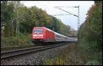 DB 101007-3 ist hier am Ortsrand von Hasbergen mit einem Intercity in Richtung Münster am 21.10.2007 um 14.06 Uhr auf der Rollbahn unterwegs.