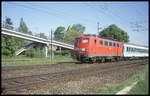 141386 erreicht hier am 10.5.2001 mit dem Nahverkehrszug aus Münster in Richtung Osnabrück den Stadtrand von Lengerich.