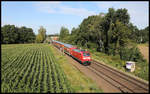 RE 2 mit DB 146177 ist hier am 30.07.2020 um 09.04 Uhr an der Ortsgrenze von Hasbergen nach Osnabrück unterwegs.