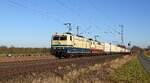 SEL 181 211-4  LORRAINE  (91 80 6181 211-4 D-SEL) und 181 215-5  HOLSTEIN  (91 80 181 215-5 D-SEL) mit KLV-Zug Neumünster Gbf - Wanne-Eickel Wof (Bohmte-Stirpe, 25.02.2026).