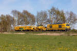 Bauzug der Bahn bestehend aus 249 051, 9121 009, 9425 085. 28.6.26 bei Bramstedt nach Osnabrück.