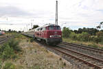 Die Lollo von Alfred Merseburger V 160002 bef�rderte am 29.08.2026 einen Westfalendampf Sonderzug DZ 74201 vom Niederrhein bis nach Lengerich. Um 10.25 Uhr f�hrt hier der Zug in Lengerich ein. Im Bahnhof Lengerich ging die Lollo vom Zug und weiter ging es mit der 110350-6 von Patrick Geselbracht nach Bremen.