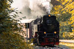 99 247 bei der Einfahrt im Bahnhof Steinerne Renne nach Drei Annen Hohne.