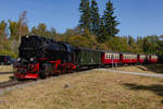 99 7237-3 beim Verlassen Drei Annen Hohne auf der Harz Querbahn in Richtung Elend. 8.9.25
