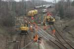 Gleisbauarbeiten am westlichem Ausgang des Rangierbahnhofs Blankenburg/Nord.