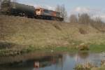 Ein Tiger und zwei Enten in einem Harzer Teich. V330.2 auf Talfahrt nach Rbeland; 17.04.2008